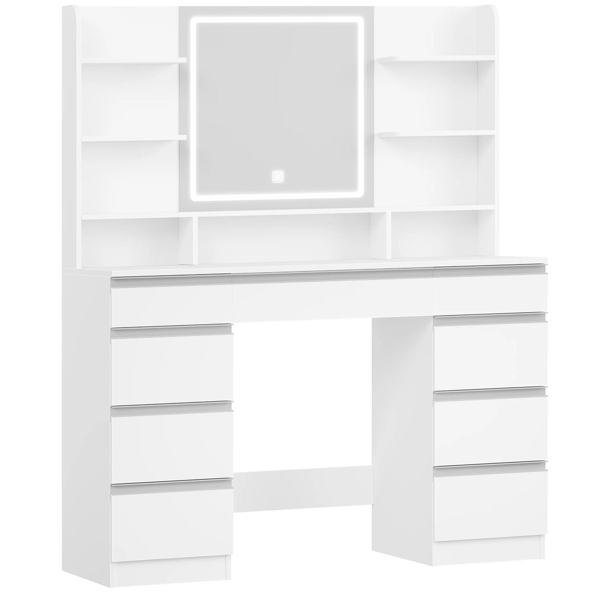 Grande Coiffeuse LED 3 Couleurs avec 9 Tiroirs - Léa