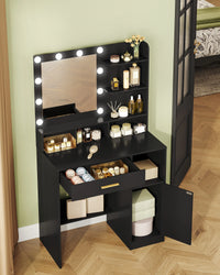 Coiffeuse avec Miroir 10 LED et Rangements - Élise – vue 5