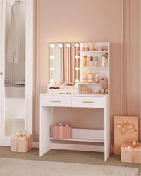 Coiffeuse Commode avec Miroir LED 3 Couleurs - Lina – vue 3