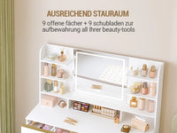 Coiffeuse avec Miroir Intégré, 9 Tiroirs et 9 Niches - Mia – vue 3