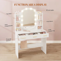 Coiffeuse Blanche avec Miroir Ovale - Margaux – vue 5