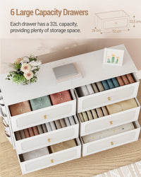 Commode Blanche 6 Tiroirs en Tissu - Olivia – vue 3
