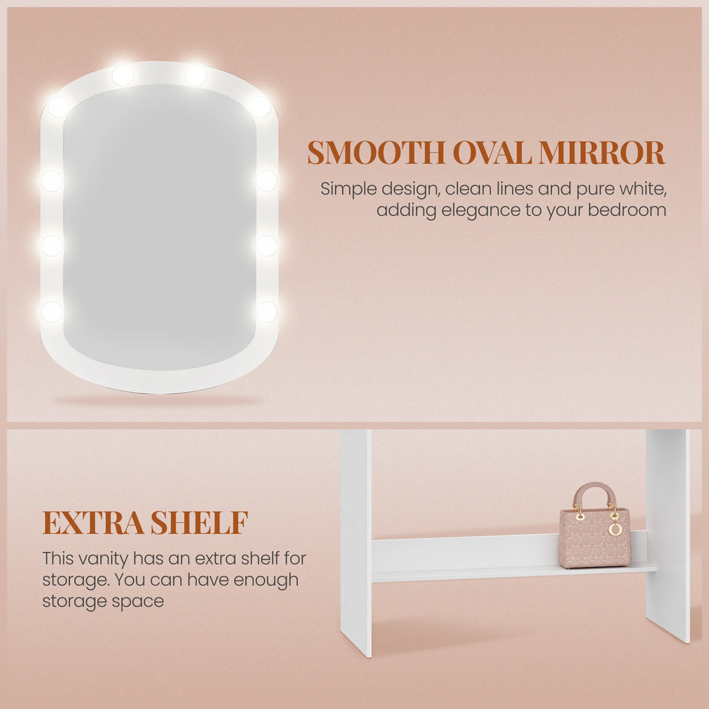 Coiffeuse Blanche avec Miroir Ovale - Margaux – vue 4