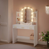 Coiffeuse Blanche avec Miroir Ovale - Margaux – vue 3