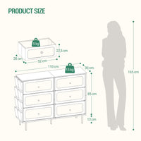 Commode Blanche 6 Tiroirs en Tissu - Olivia – vue 6