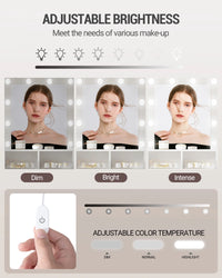 Coiffeuse Blanche avec Miroir Lumineux et 2 Tiroirs - Lola – vue 5