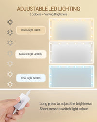 Coiffeuse avec Miroir HD LED et Crochets à Bijoux - Ambre – vue 5