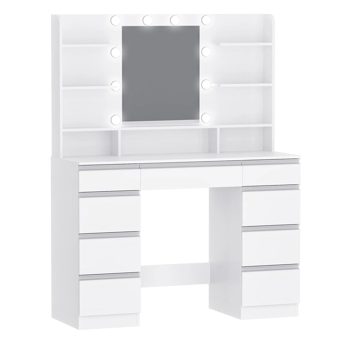 Coiffeuse avec Grand Miroir HD et 9 Tiroirs - Chloé