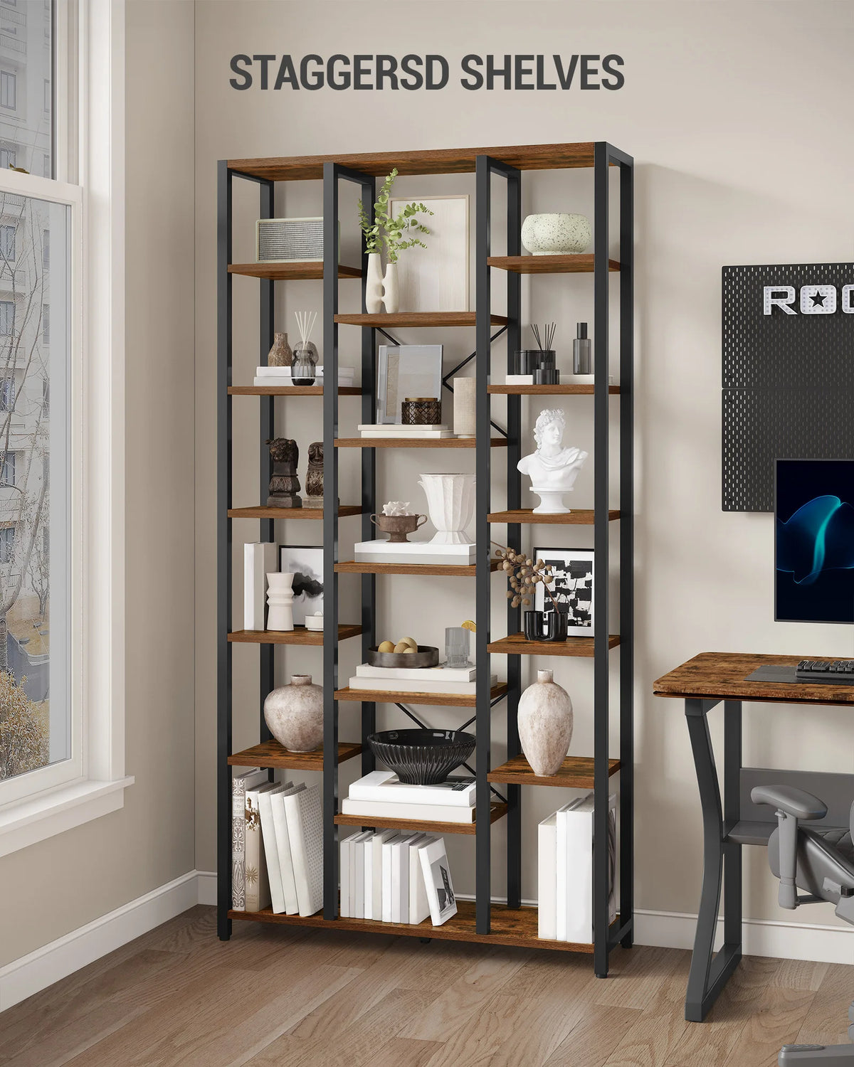 Grande Bibliothèque 200 cm Bois et Métal - Raphaël – vue 3