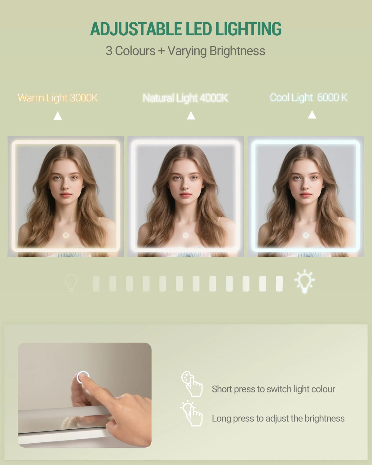 Coiffeuse avec Barre LED, Tiroirs et Armoire - Anna – vue 5