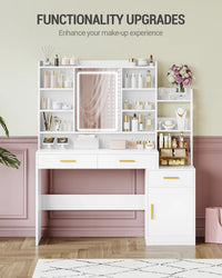 Coiffeuse 100 cm avec Miroir LED et Armoire - Julie – vue 3
