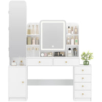 Coiffeuse avec Miroir Pleine Longueur et 6 Tiroirs - Gabrielle