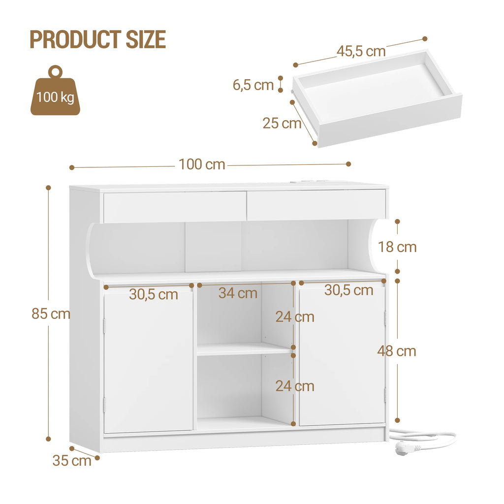 Buffet de Cuisine LED avec Multiprise - Aaron – vue 6
